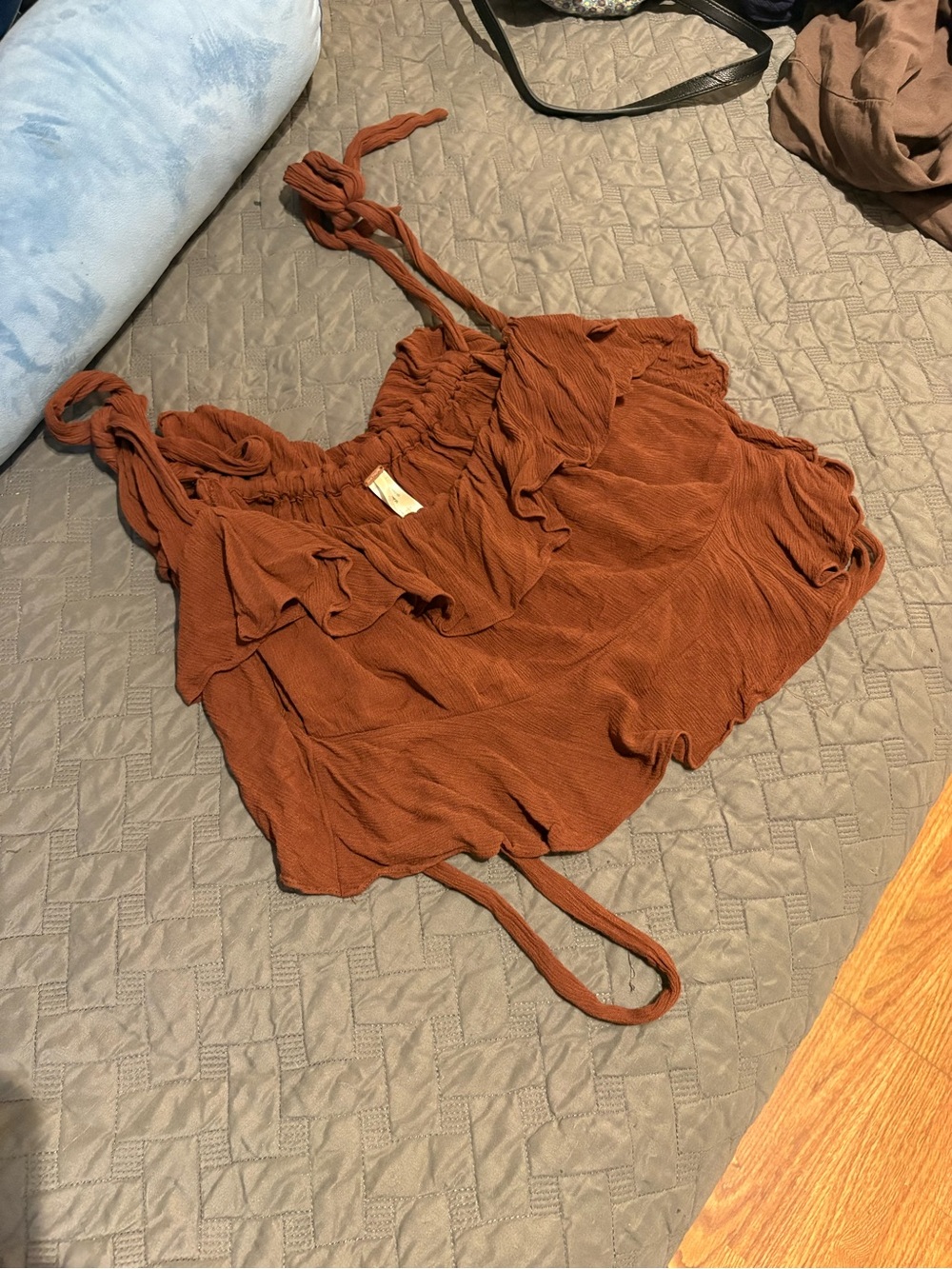 Free People Ruffle Tie-Shoulder Crop Top